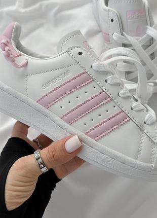 Жіночі кросівки adidas superstar white pink