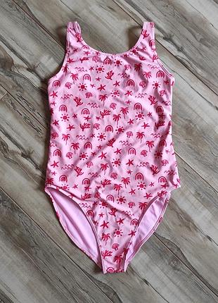 Слитный розовый купальник primark в морской принт, размер 14-15 лет (166 см) / xxs-xs