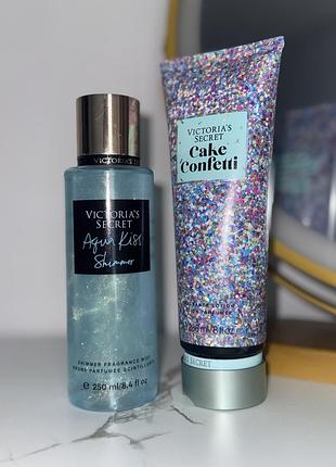 Набір victoria’s secret спрей з шимером + лосьон для тіла шлейфовий аромат