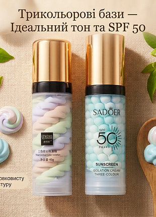 Триколірна база під макіяж senana / sadoer spf50 (основа)
