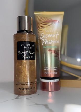 Парфумований набір victoria’s secret спрей з шимером + лосьон для тіла шлейфовий аромат