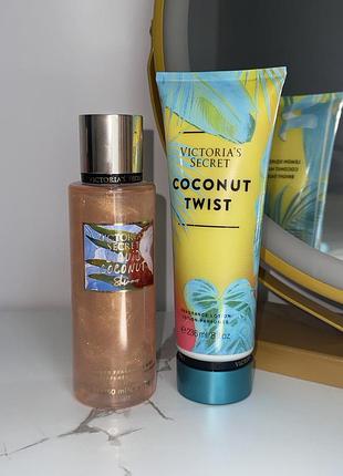 Парфумований набір 🏝️victoria’s secret спрей з шимером + лосьон для тіла шлейфовий аромат