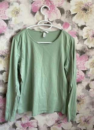 Базовий лонгслів фісташкового кольору h&m р.л