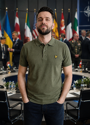 Мужское поло lyle &amp; scott оригинал m-l хаки 97% хлопок премиум