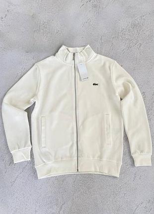 Мужская зип кофта full zip lacoste white black 2