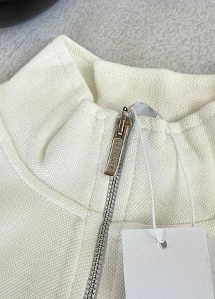 Мужская зип кофта full zip lacoste white black 4