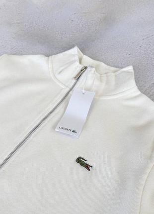 Мужская зип кофта full zip lacoste white black 3