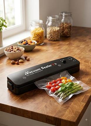 Вакууматор для продуктів vacuum sealer y abc побутовий вакуумний пакувальник для їжі + пакети в подарунок чорний