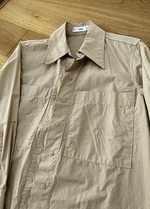 Сорочка mango у стилі сафарі бежева / oversize — s