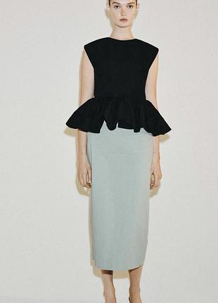 Спідниця zara zw collection середньої довжини 3 розрізом міді пряма розмір м та л