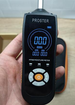 Бесконтактный индуктивный влагомер proster mt68 для древесины, бетона, гипса