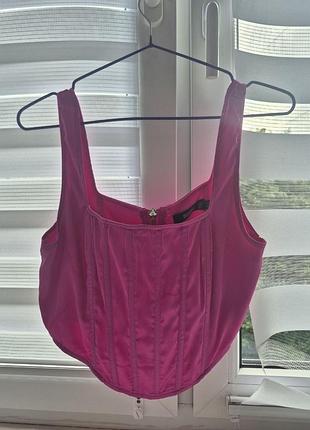 Рожевий атласний топ з імітацією корсету — missguided 💗