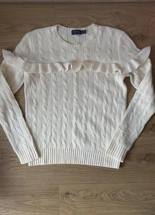Оригінальний жіночий светр кремового кольору від відомого бренду polo ralph lauren з преміальної меринсової вовни та кашеміру