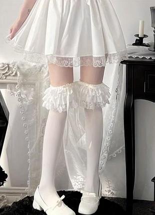 Молочні високі гольфи з мереживом coquette lolita