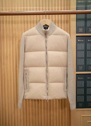 Чоловіча куртка пуховик з вовни та шкіряними вставками zegna