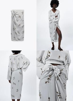 Zara новая вышив юбка на запах