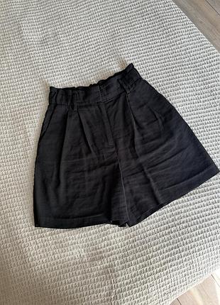 Шорти н&м  92% віскоза h&m чорного кольору розмір 36 s висока посадка, з поясом в комплекті
