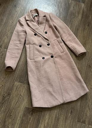 Пальто двобортне stradivarius, рожеве, розмір s