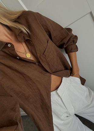 Трендовая льняная женская рубашка h&amp;m