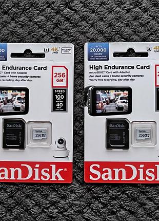 Карта пам'яті sandisk high endurance microsd 256gb швидкісна флешка