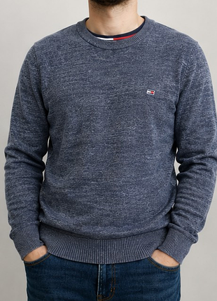Tommy jeans мужской джемпер l, темно-синий, 100% хлопок