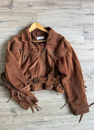 Вінтажна замшева ковбойська куртка vintage косуха бохо з бахромою
