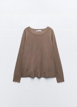Коричневий джемпер лонгслив вільного крою zara