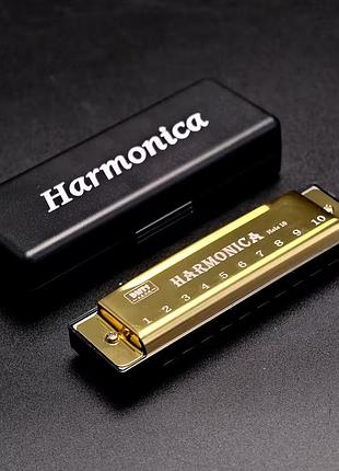 Губная гармошка harmonica цвет золото