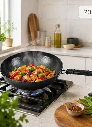 Универсальная сковорода wok 28 см с антипригарным покрытием для жарки и тушения 26x-284