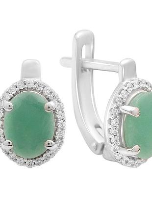 Серебряные серьги komilfo с натуральным изумрудом 2.9ct (2214113)