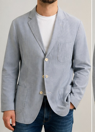 Мужской пиджак gant 54 xl в полоску made in portugal