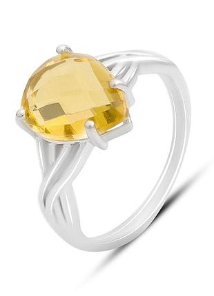 Срібне кільце komilfo з цитрином nano 3.526ct, вага виробу 2,81 г (2171836) 17.5 розмір 2.74, 16.5