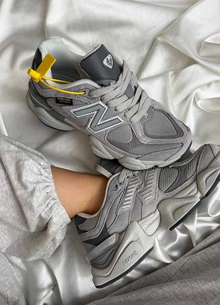 New balance 9060 grey white cordura (вологозахист), натуральна замша new balance