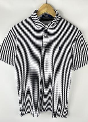Мужская футболка поло в полоску polo ralph lauren custom slim fit
