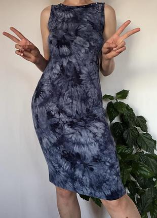 Синя сукня міді atmosphere tie-dye приталена віскоза т1