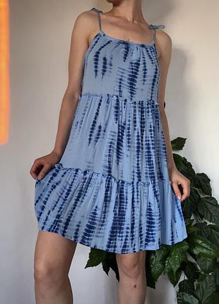 George блакитна сукня сарафан tie-dye з воланами 100% віскоза т1