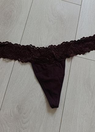 Коричневые трусики ажурные стринги кружевные бикини кружные танга primark xl 14 42 50