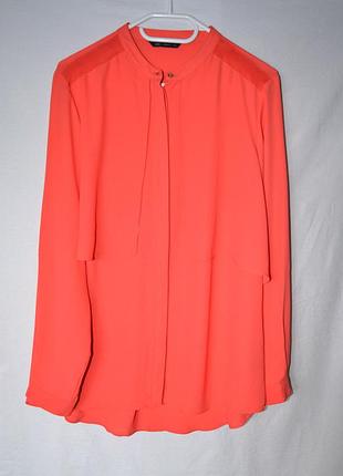 Красная блузка из плотного шифона marks &amp; spencer, l-xl, для романтичной настреи:)