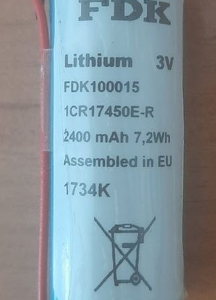 Літієва батарея з виводами fdk cr17450e-r, аа, 3в, 2400 маh, японія