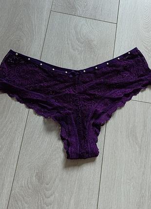 Фиолетовые ажурные трусики кружевные трусы кружные l л 12 40 48