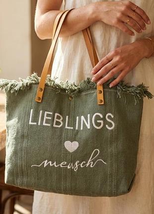 Стильный фирменный коттоновый шоппер strandtasche lieblings
