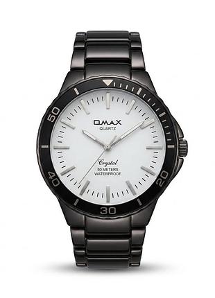 Чоловічий наручний годинник omax quartz (epson) — суцільна ланка, білий циферблат, водозахист 50m, люмінофор