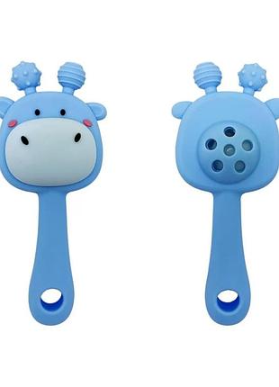 Силиконовый прорезыватель-погремушка "жираф" mgz-0428(blue)