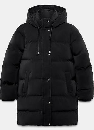 Удлиненная куртка анорак zara из прорезиненной ткани
