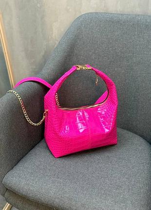 Розкішна шкіряна сумочка барбі крокрдил золота фурнітура hobo bag