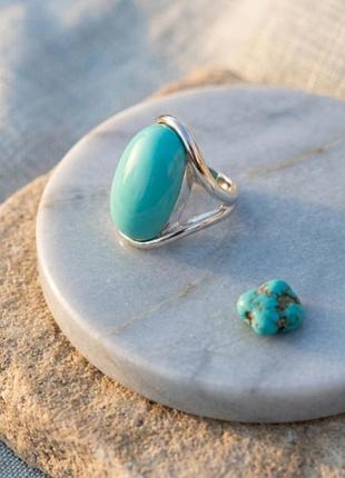 Ефектна вінтажна каблучка з бірюзовим каменем 💍✨