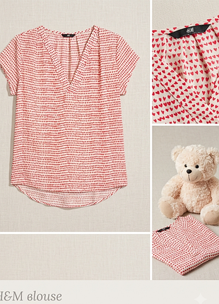 Легка літня блузка h&m в сердечка, розмір m (46-48)