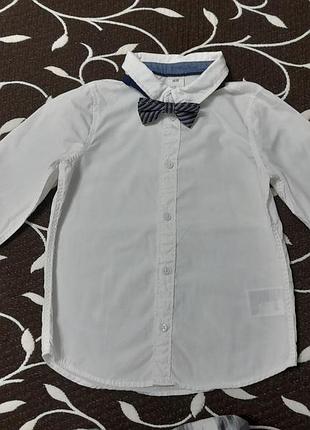 Рубанка белая 100% хлопок с бабочкой на мальчика 2-3 лет, фирмы h&m