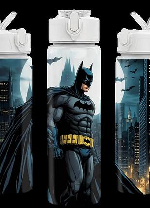 Дитяча пляшка для води з трубочкою бетмен batman супергерої месники марвел 750 мл 00002