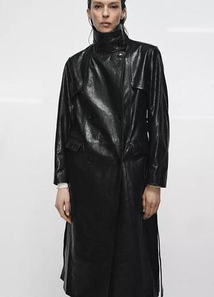 Шкіряний тренч плащ куртка zara limited ed